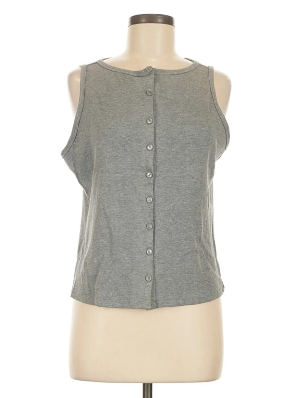 Ribbed Button-Front Tank Top